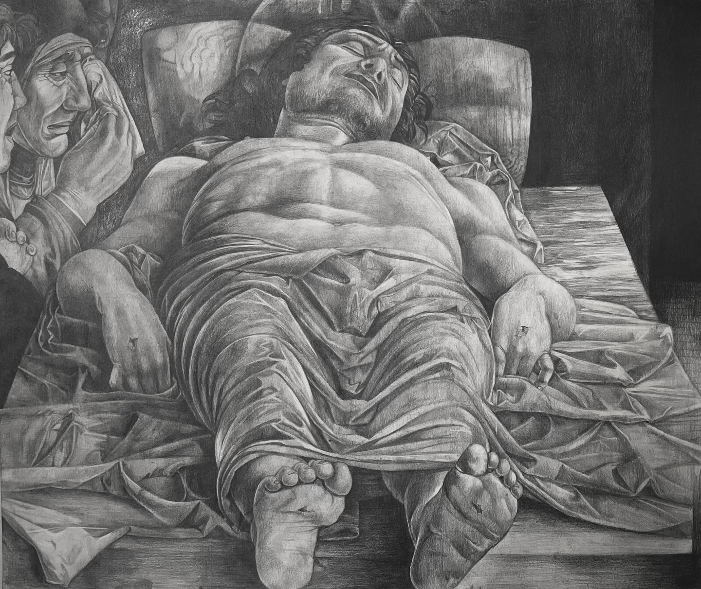 Detailed graphite figure study by Azra Vardar.